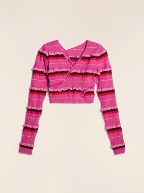 Jacquemus Le Cardigan Tordu Pink Cutout Cropped Top NWT Size 34